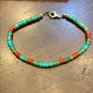 Turquoise and Brown Beaded Bracelet